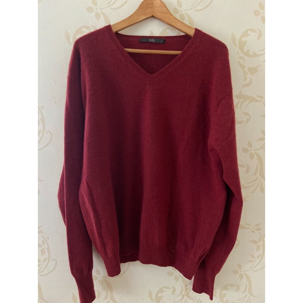 Folio 100% Cashmere Burnt Red Sweater Men's Large